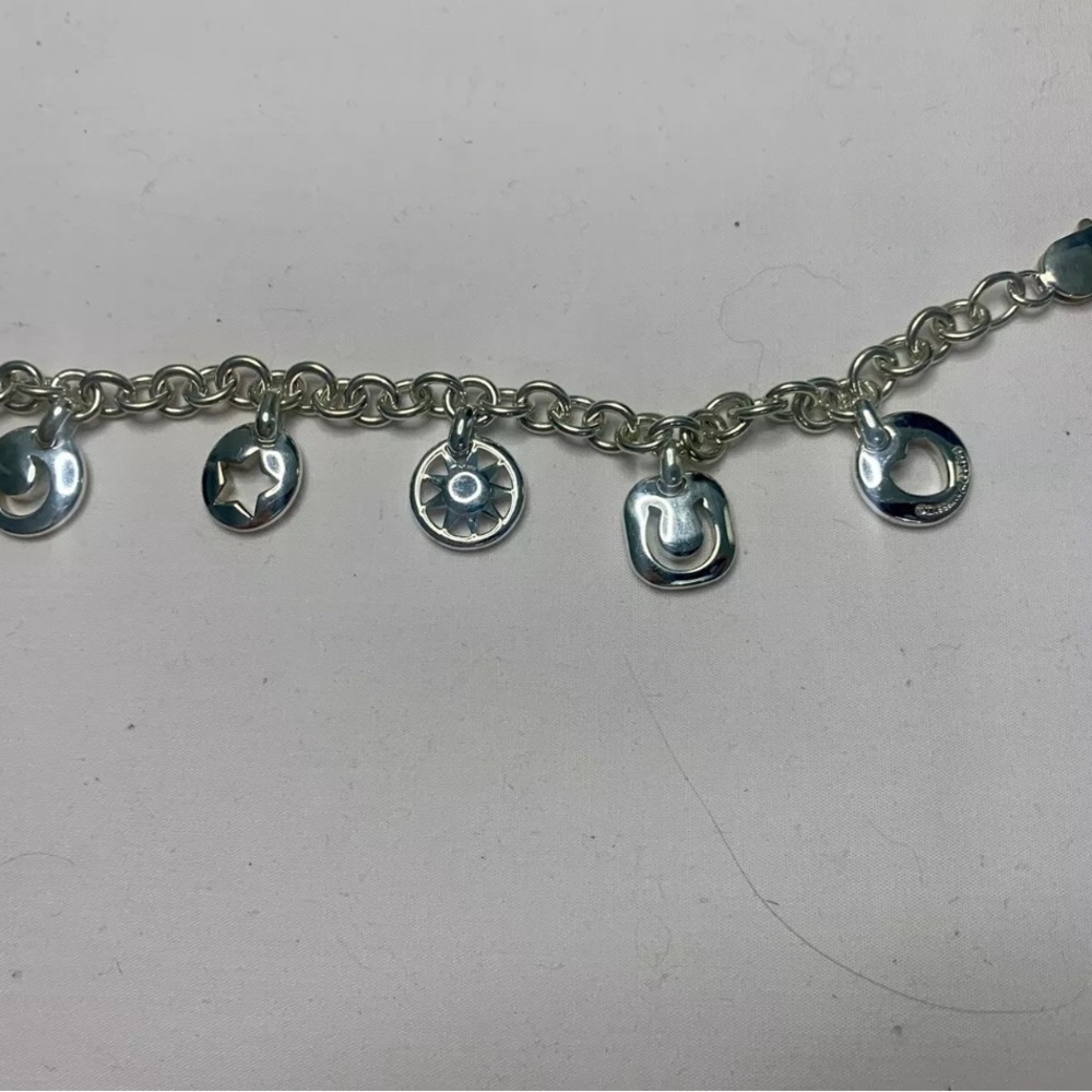Tiffany & Co. 7.75" Vintage Sterling Silver Luck Sun Moon Charm Bracelet